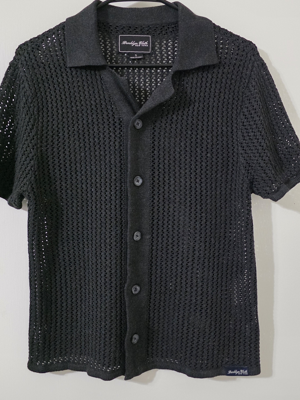 Brooklyn Cloth Black Open-Knit Short Sleeve Button Shirt